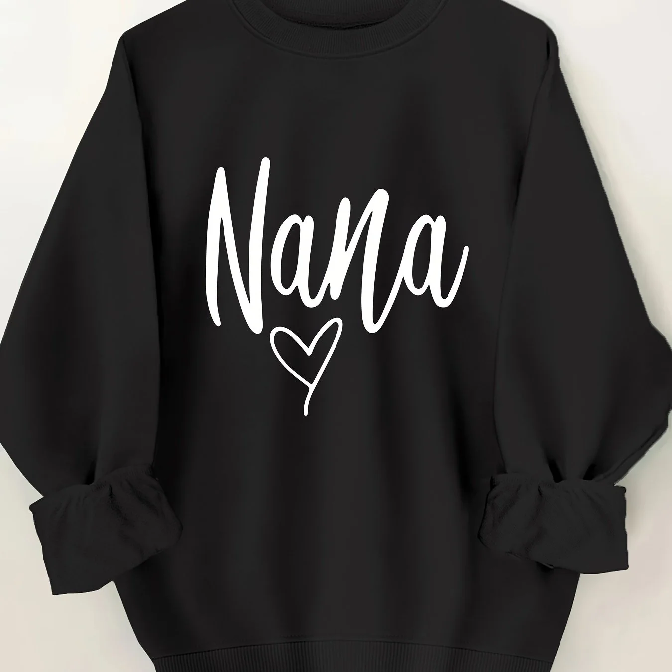 Plus size cotton-blend letter print sweatshirt