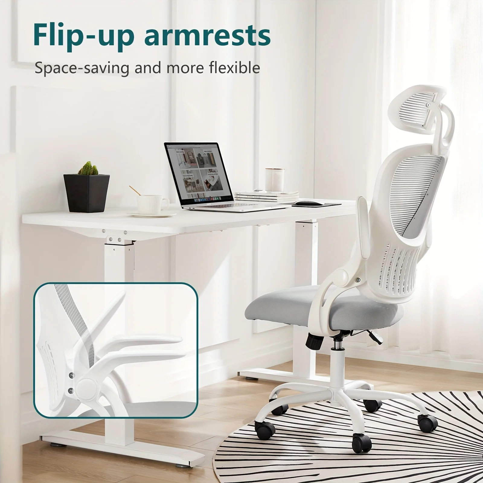 Ergonomic High‑Back Mesh Desk Chair with Adjustable Headrest, Lumbar Support and Flip‑Up Arms