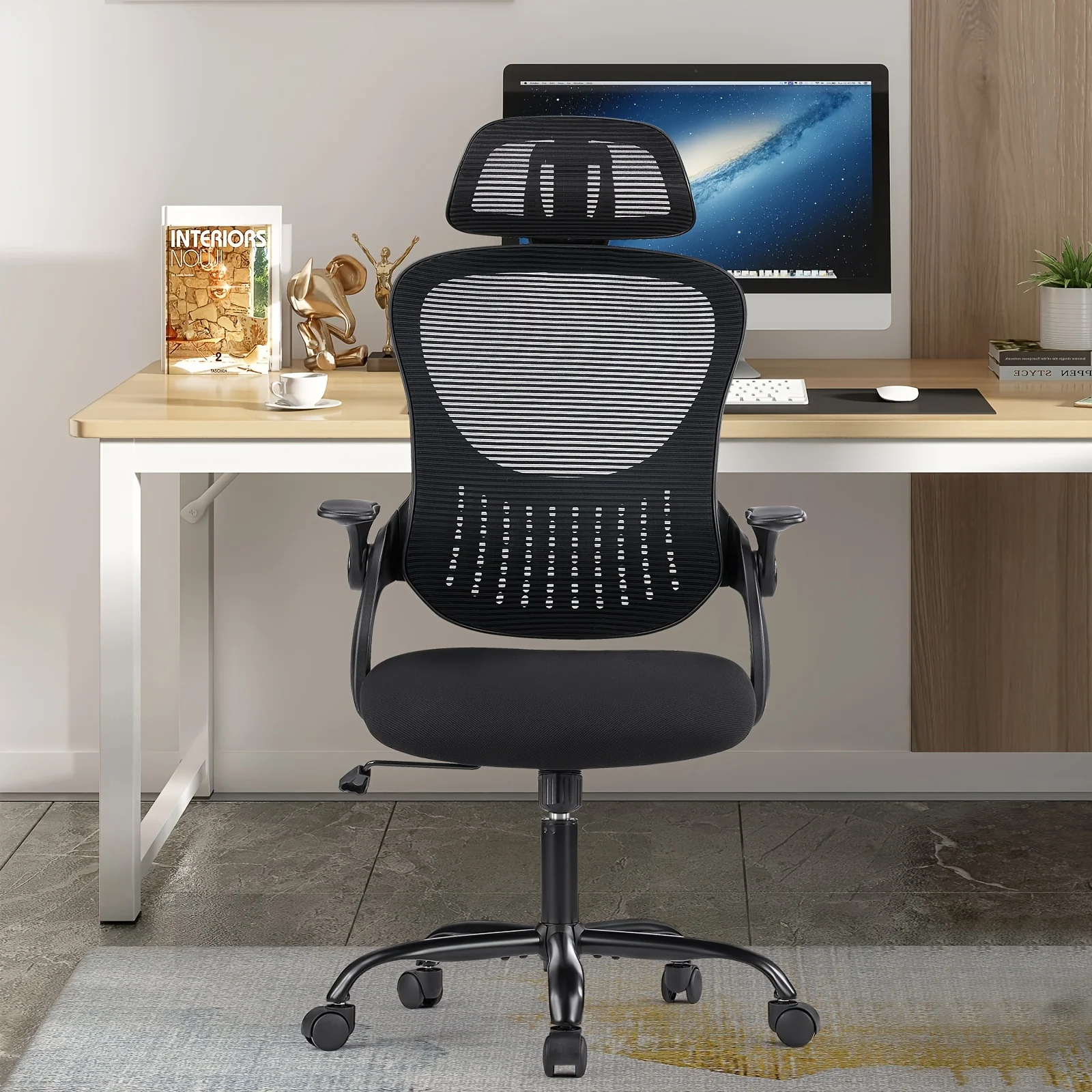 Ergonomic High‑Back Mesh Desk Chair with Adjustable Headrest, Lumbar Support and Flip‑Up Arms