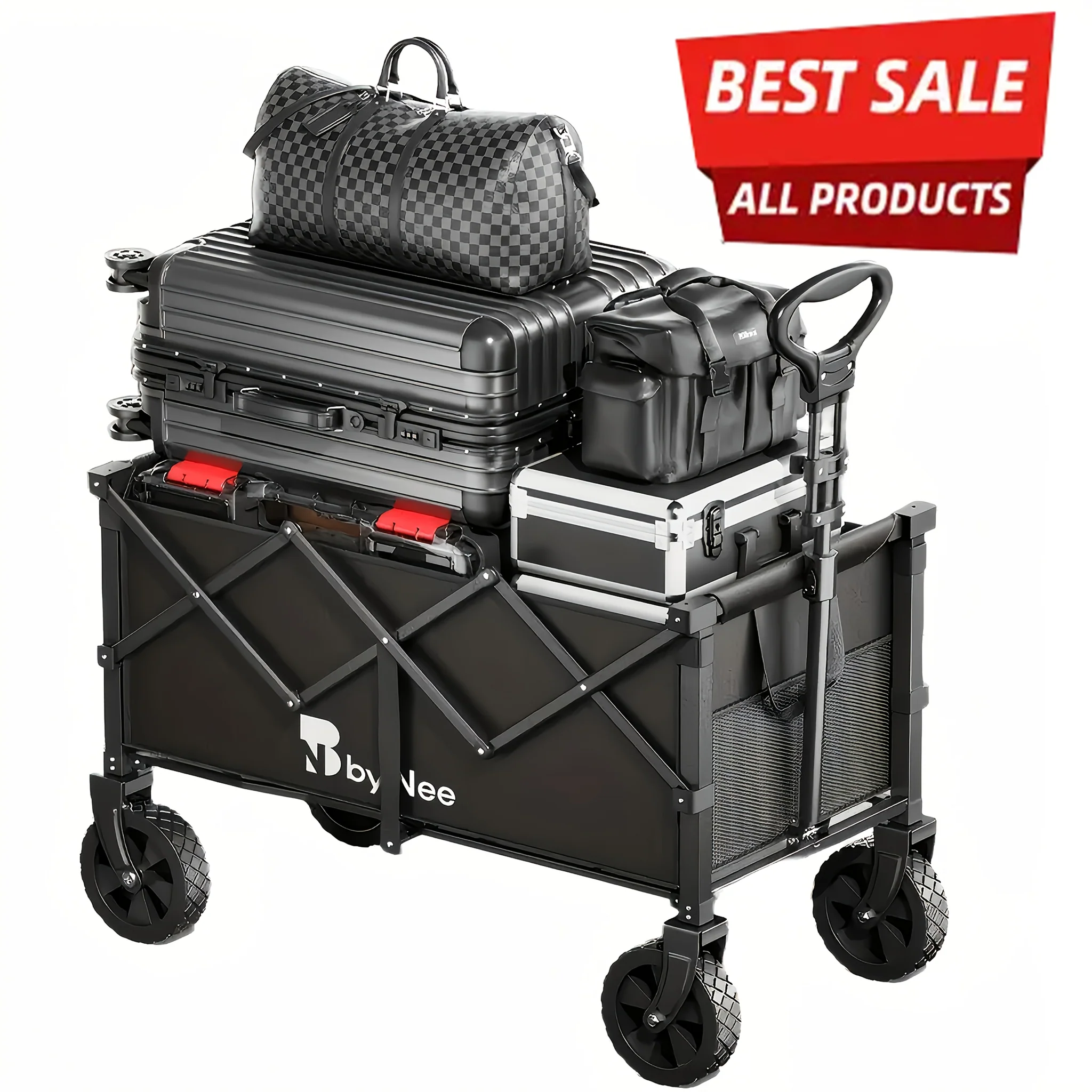 Collapsible all-terrain wagon cart for outdoor and utility use