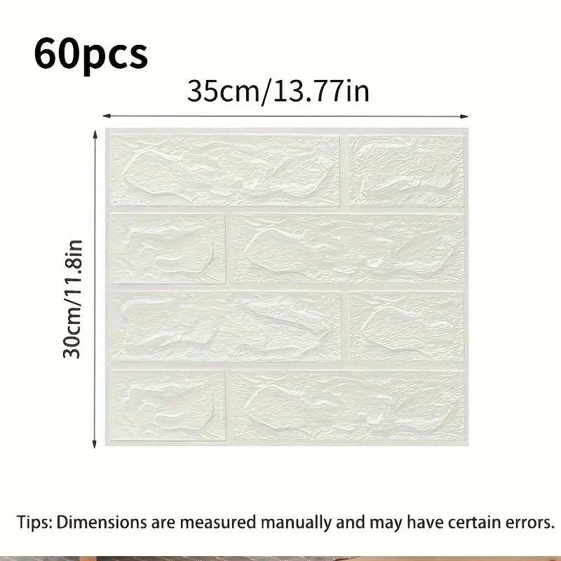 60pcs self-adhesive wall tile stickers in classic white and gray design
