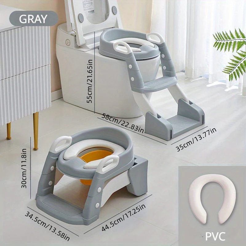 Folding Potty Training Seat with Step Stool Ladder and Non‑Slip Mat