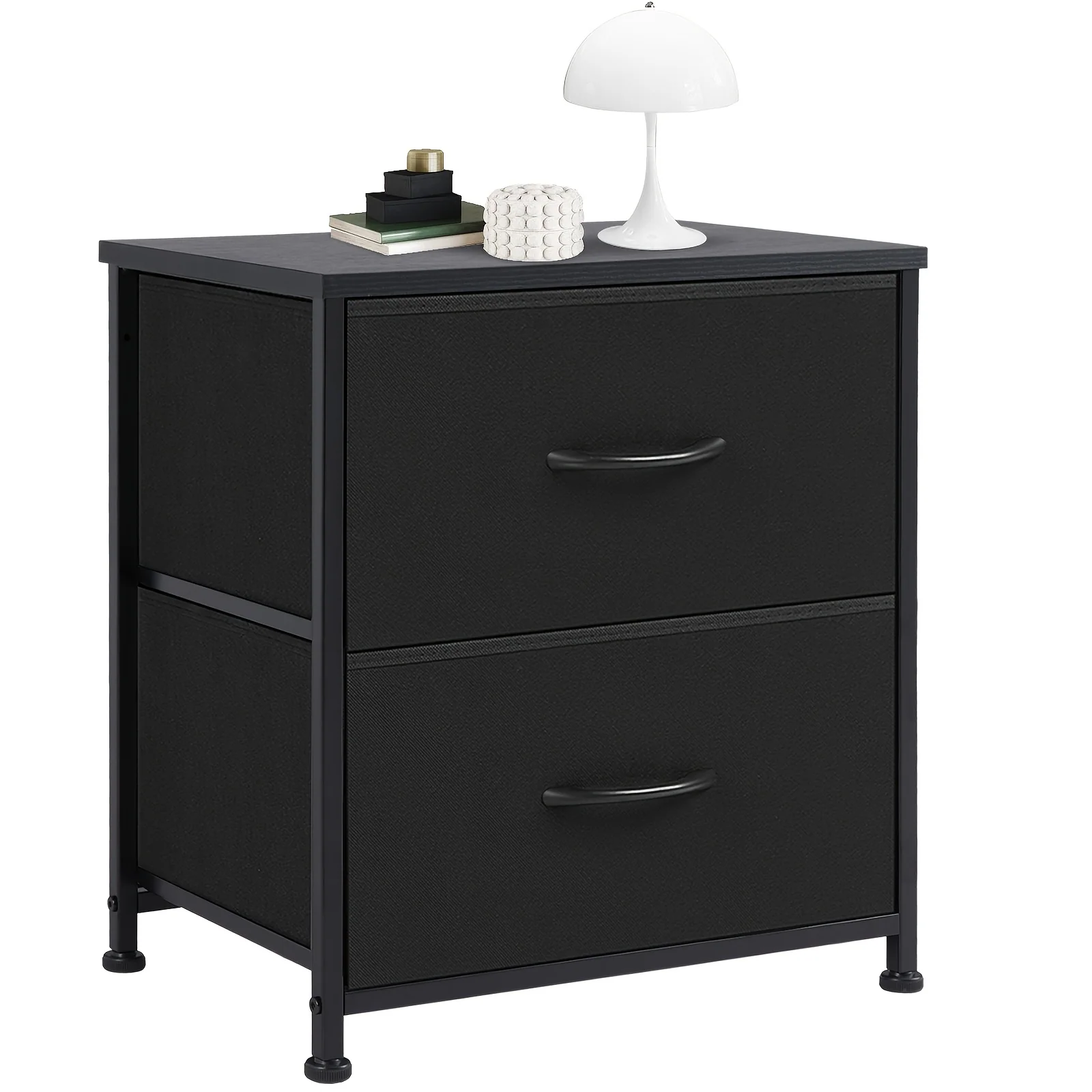 Set of 2 Nightstands with 2 Drawers – Compact Dresser with Removable Fabric Bins for Small Spaces