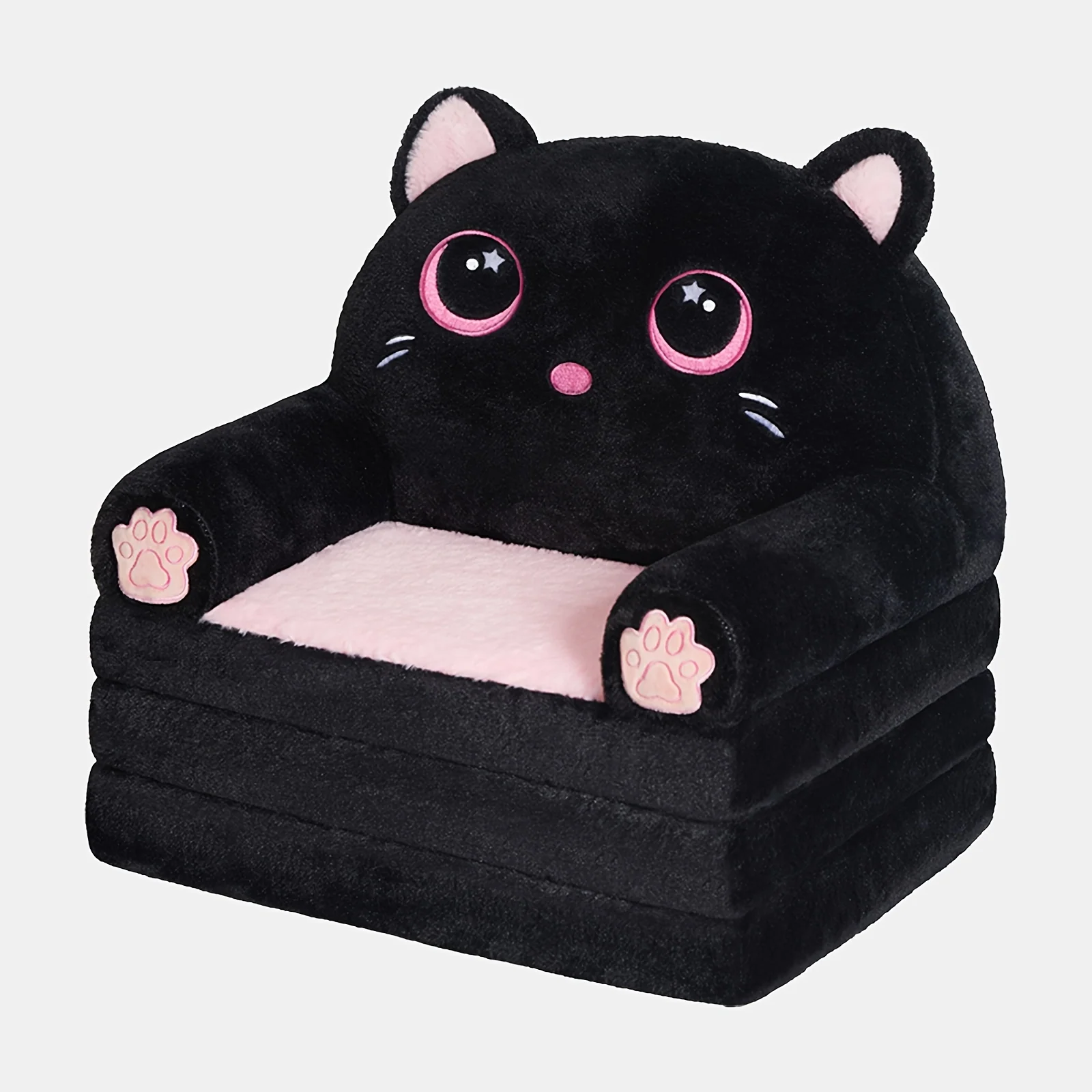 Teddy bear shaped fold-out kids sofa with soft polar fleece upholstery