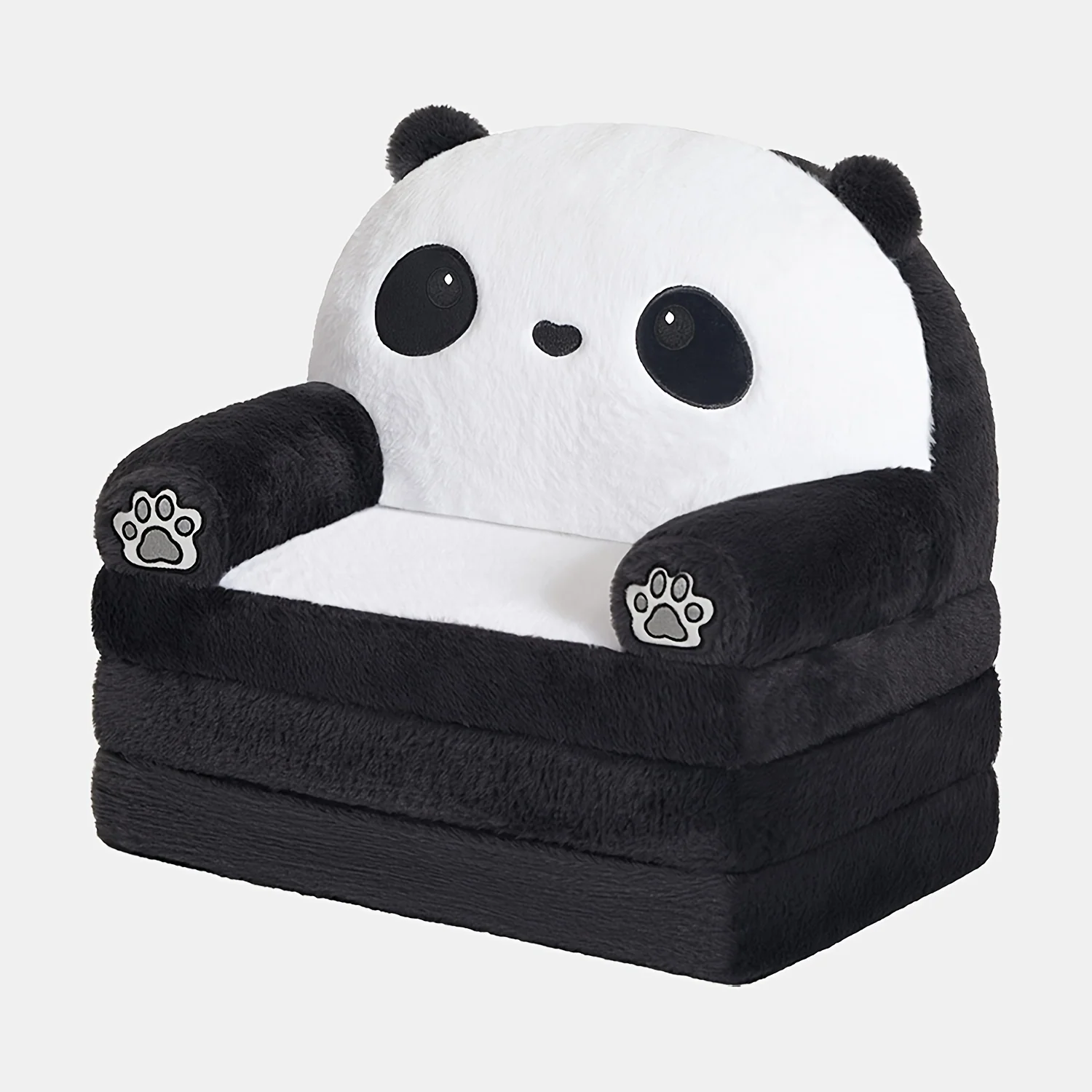 Teddy bear shaped fold-out kids sofa with soft polar fleece upholstery