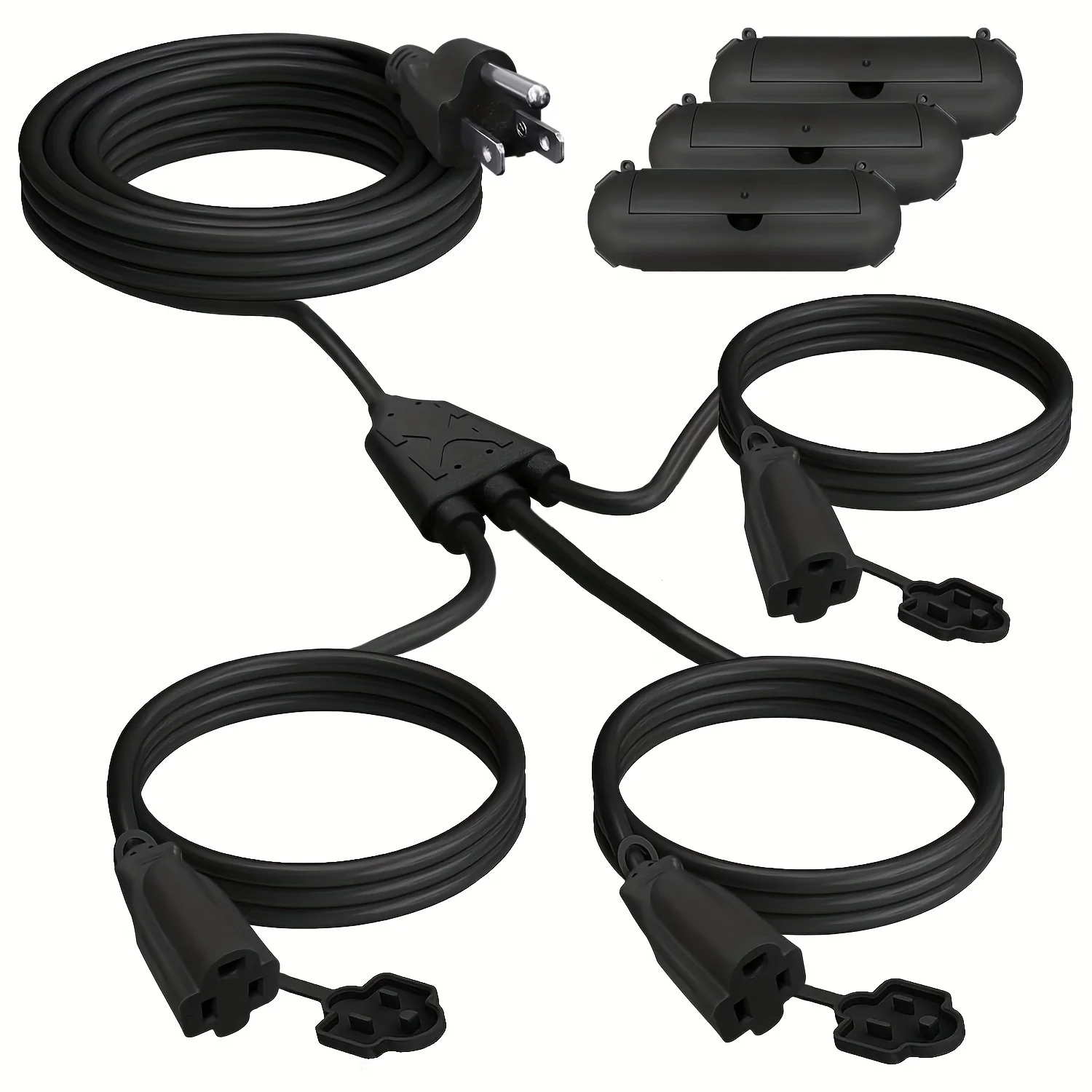 Heavy-duty 3-outlet splitter for indoor and outdoor power needs