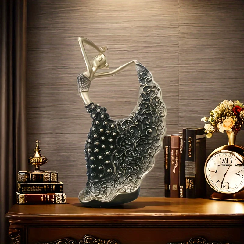 Elegant peacock dancer resin figurine for modern home decor