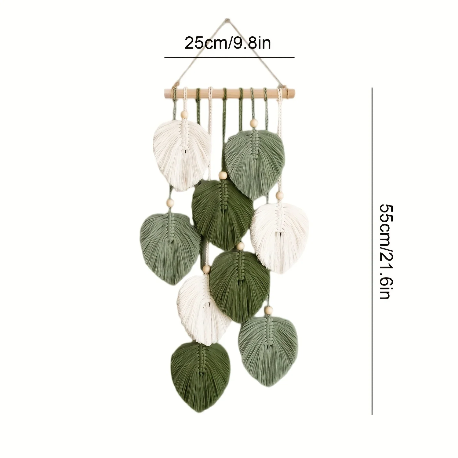 Handwoven green leaf tapestry for walls natural home decor