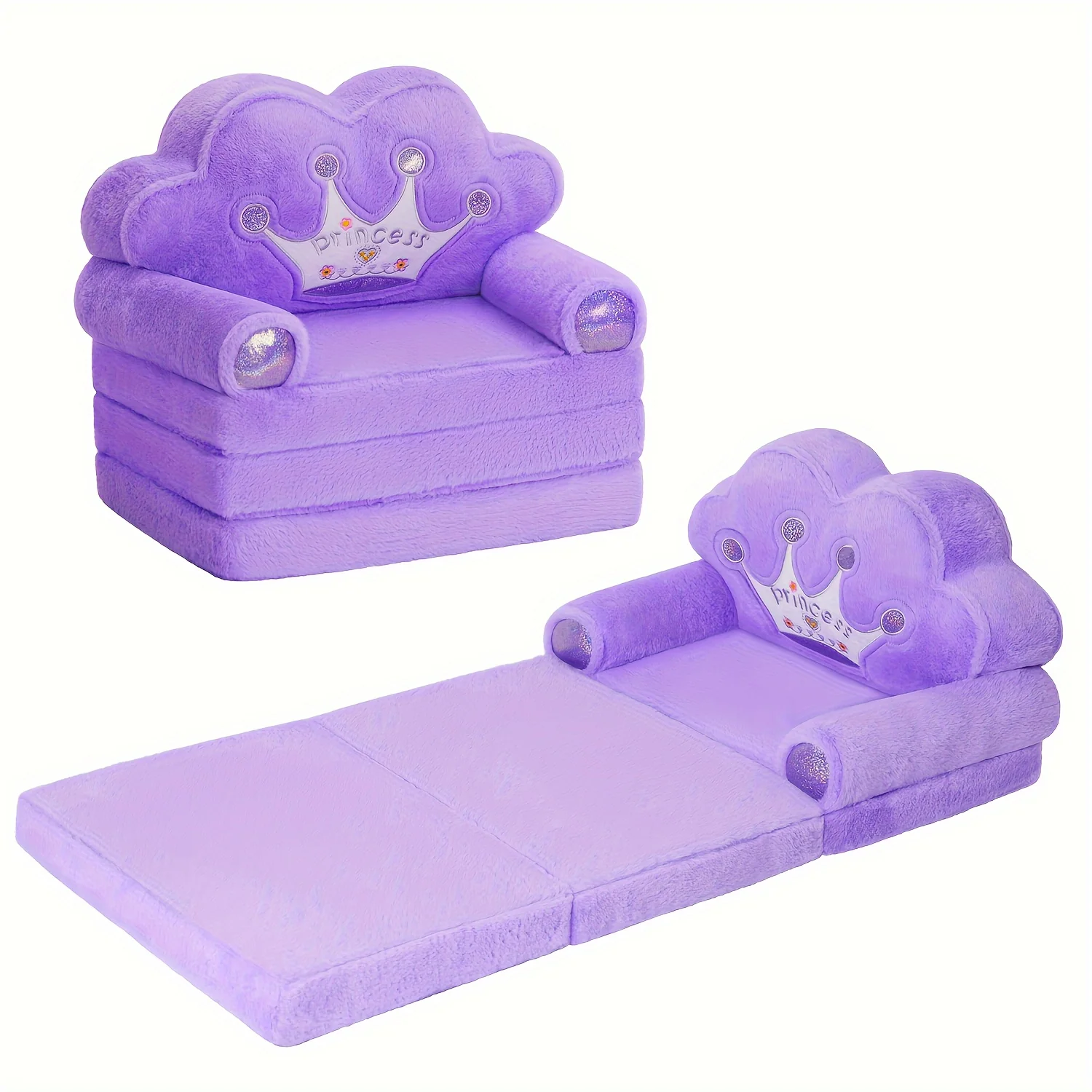 Foldable children's lounger with memory foam and washable cover