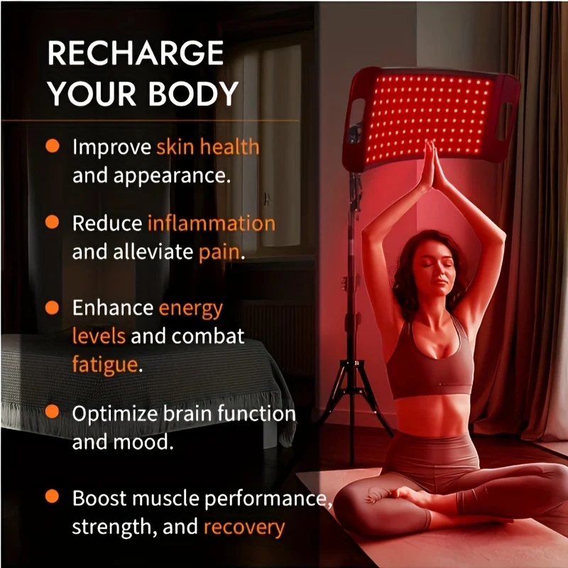 Red Light Therapy Lamp with Stand – 660 nm Red Light and 850 nm Infrared for Face and Body