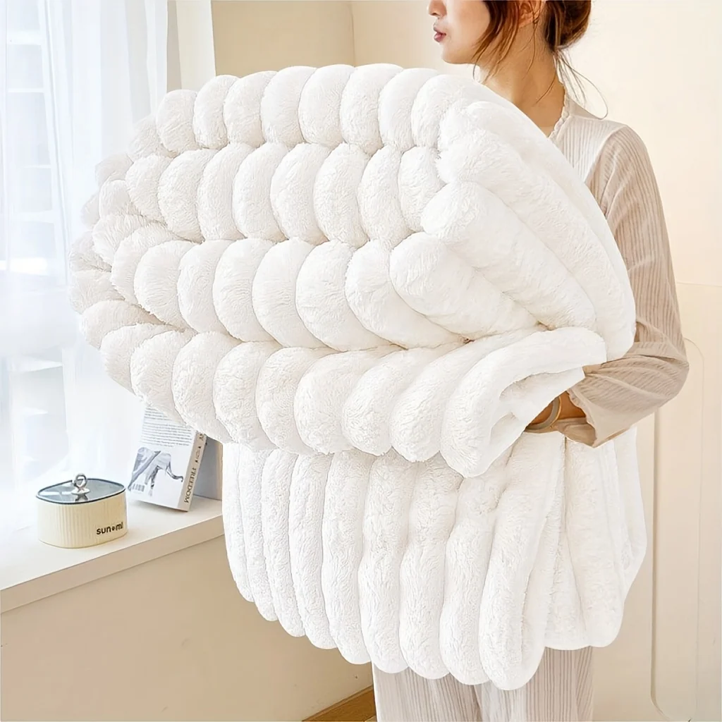 Striped flannel fleece blanket in classic patterns and multiple sizes