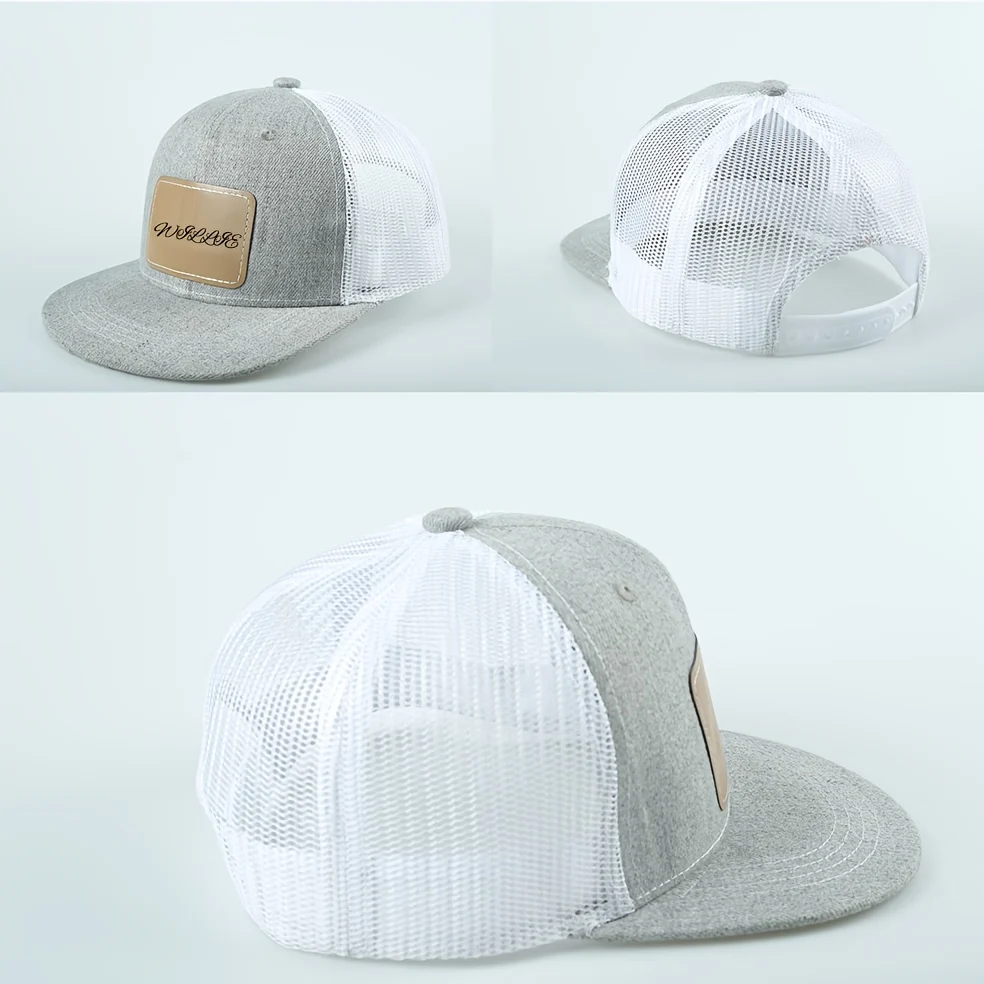 Personalized kids baseball hat with embroidered leather label ages 3-14