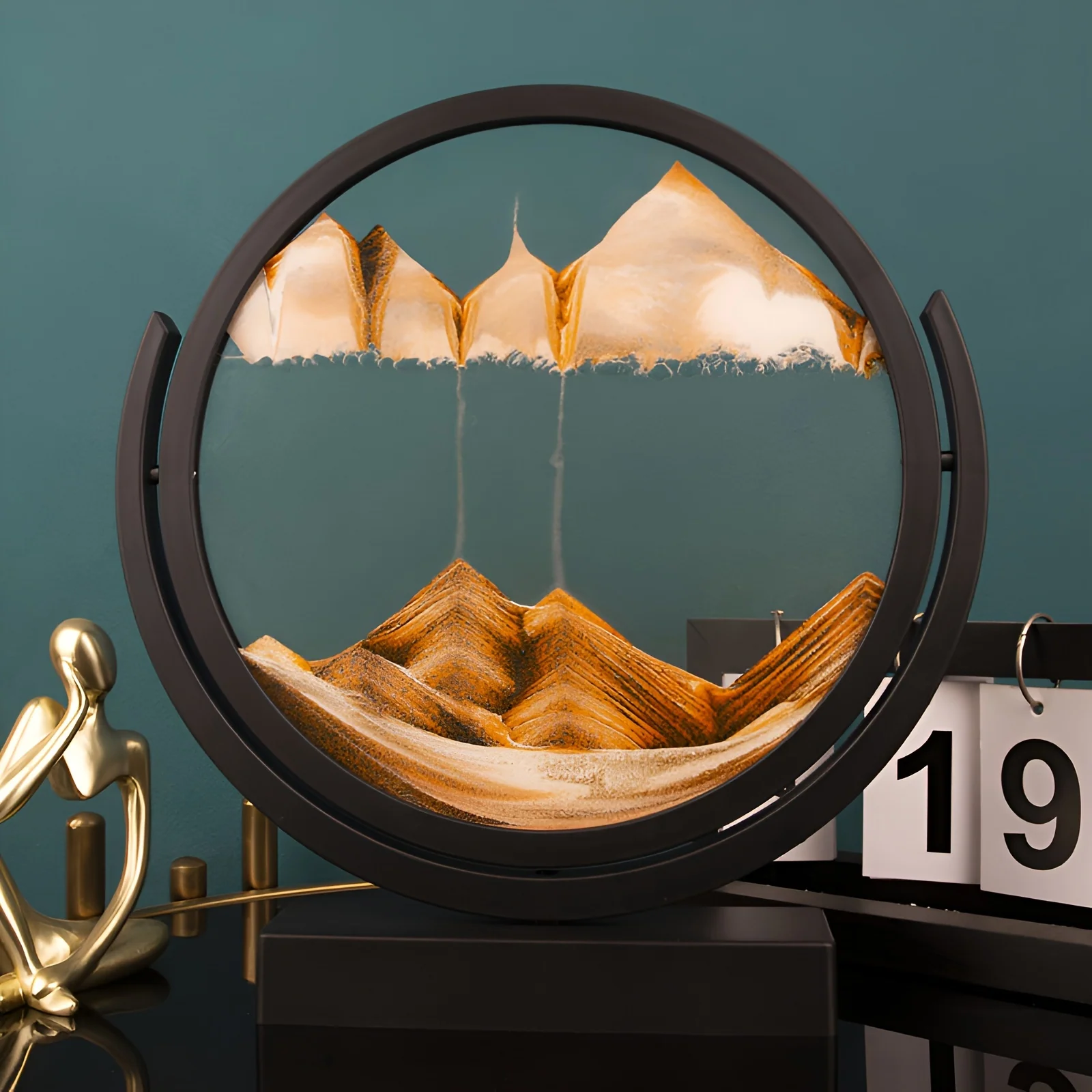 3D glitter landscape hourglass ornament for home decor