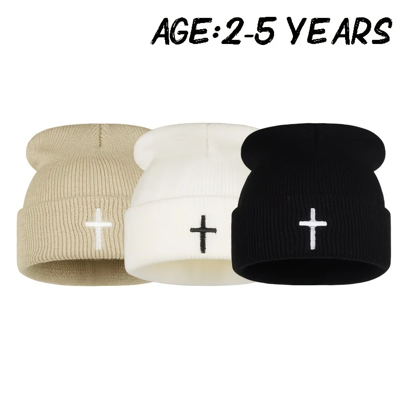 Embroidered Knit Winter Hat with Ear Protection for Kids & Adults