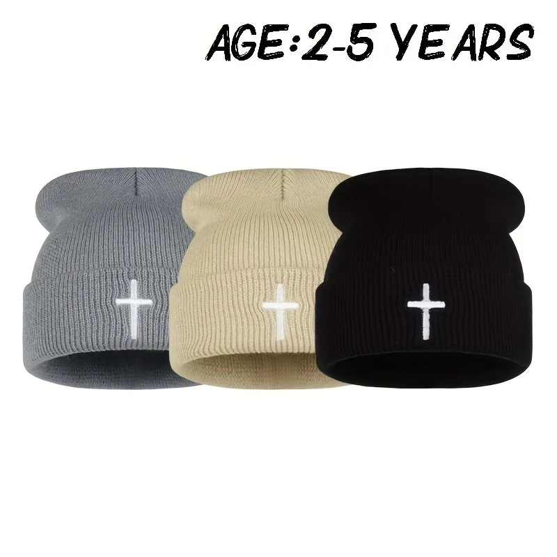 Embroidered Knit Winter Hat with Ear Protection for Kids & Adults