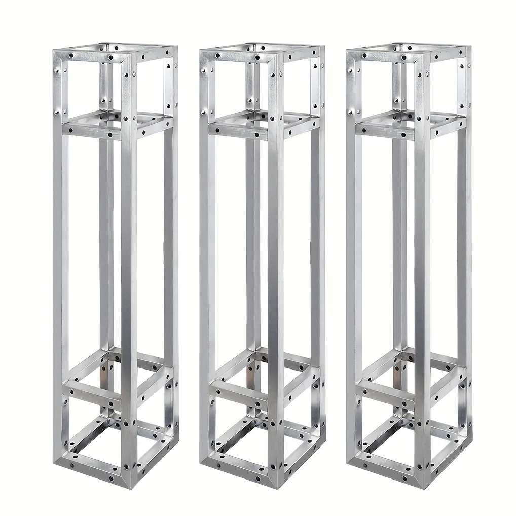 Heavy‑Duty Steel Square Box Truss System – 3‑Piece Adjustable Height & Width Portable Stage Frame with Triangular Base, 661 lb Load Capacity, Foldable Design