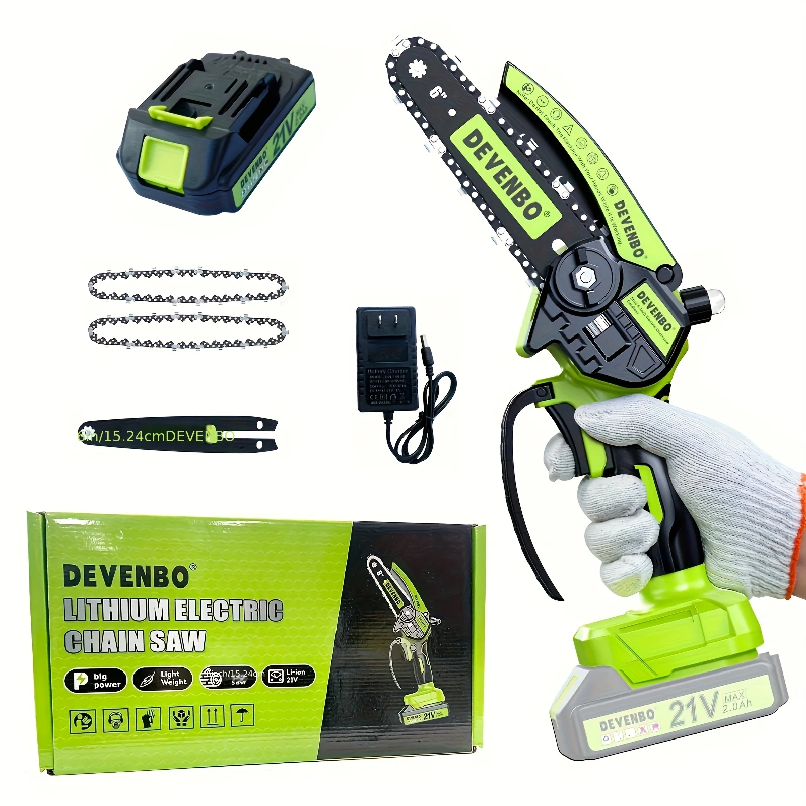 Cordless 6-inch mini chainsaw for tree trimming and wood cutting