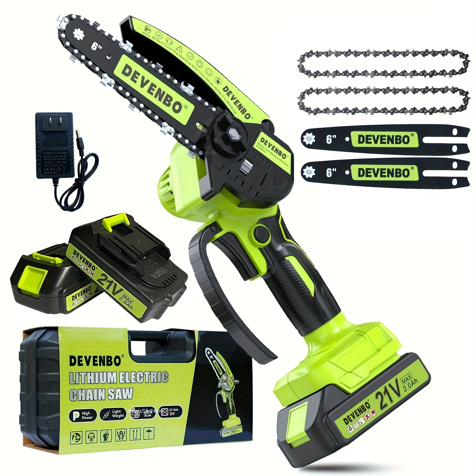 Cordless 6-inch mini chainsaw for tree trimming and wood cutting