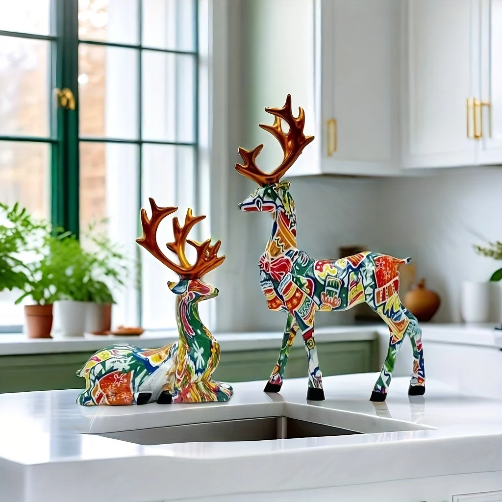 Decorative reindeer statue set for Christmas and holiday decor
