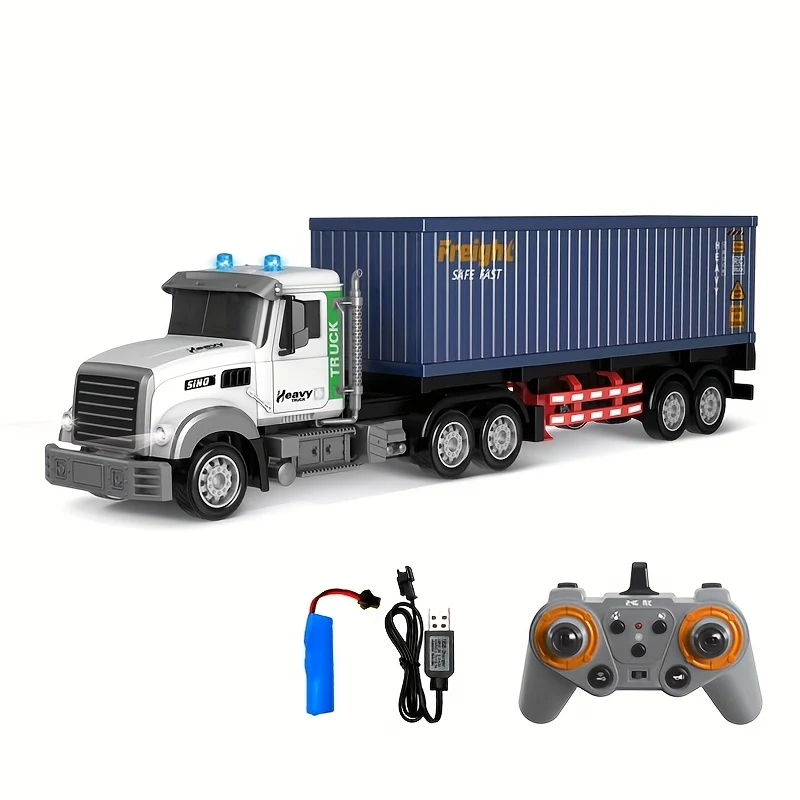 1:24 Scale Remote Control Container Trailer – Load‑able Cargo Truck Toy with Battery (Ages 6+)
