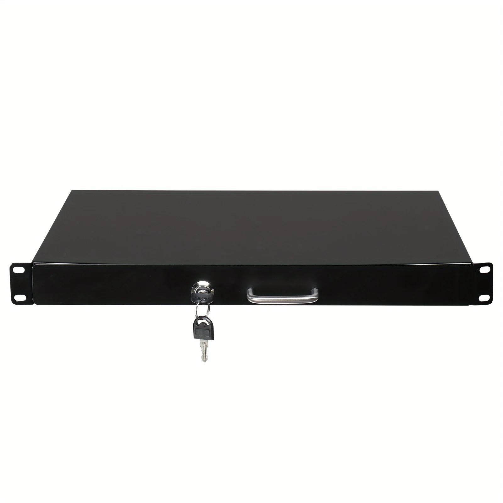 19‑Inch 1U Steel Plate DJ Equipment Cabinet with Drawer and Locking Keys – Black
