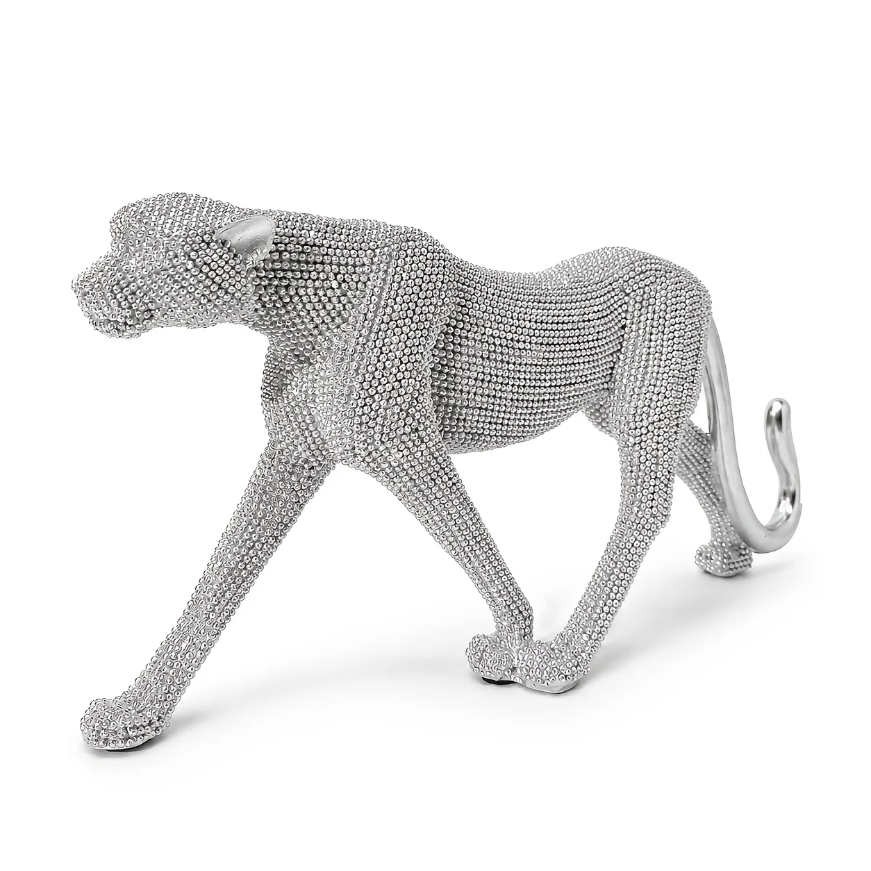 Golden‑Beaded Leopard Resin Figurine – Decorative Animal Sculpture for Home or Office