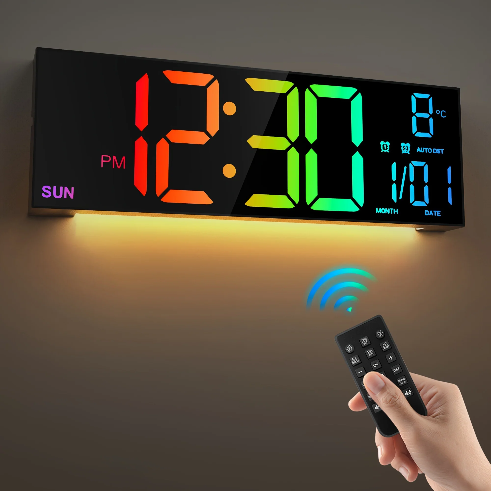 16.5 inch Digital Wall Clock with Remote and RGB Lighting