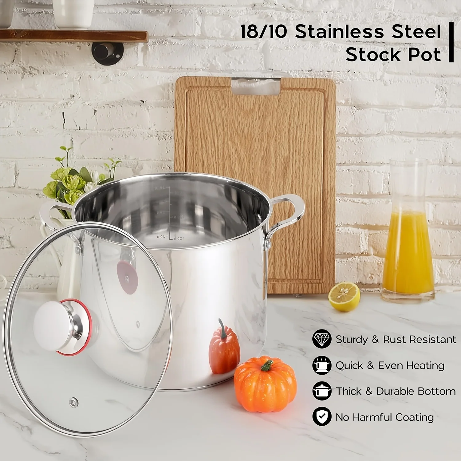 10-piece and 12-piece stainless steel cookware set with lid