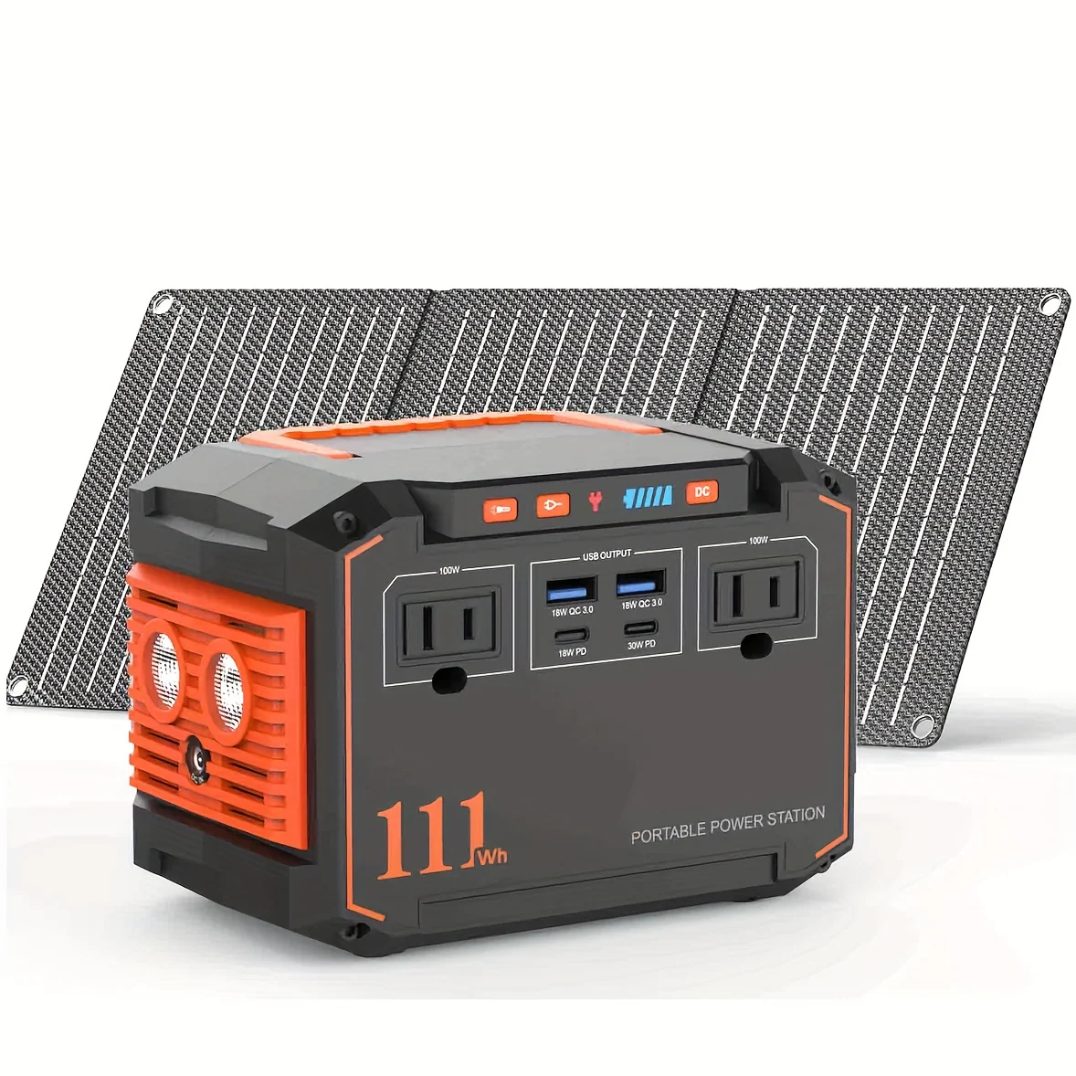 Portable solar power station with integrated solar panels 240Wh capacity