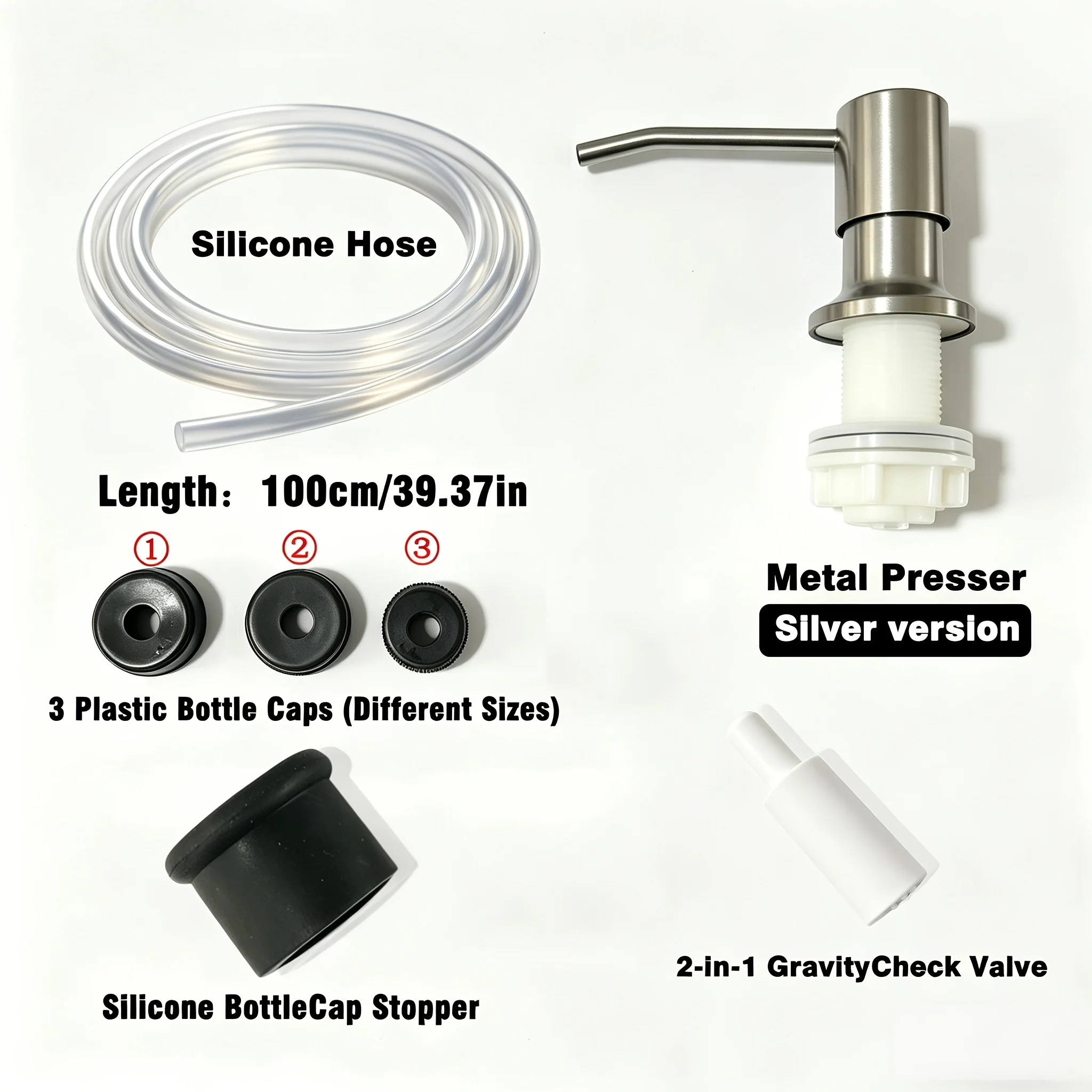 Kitchen Sink Liquid Soap Dispenser Pump Set with Metal Press Head