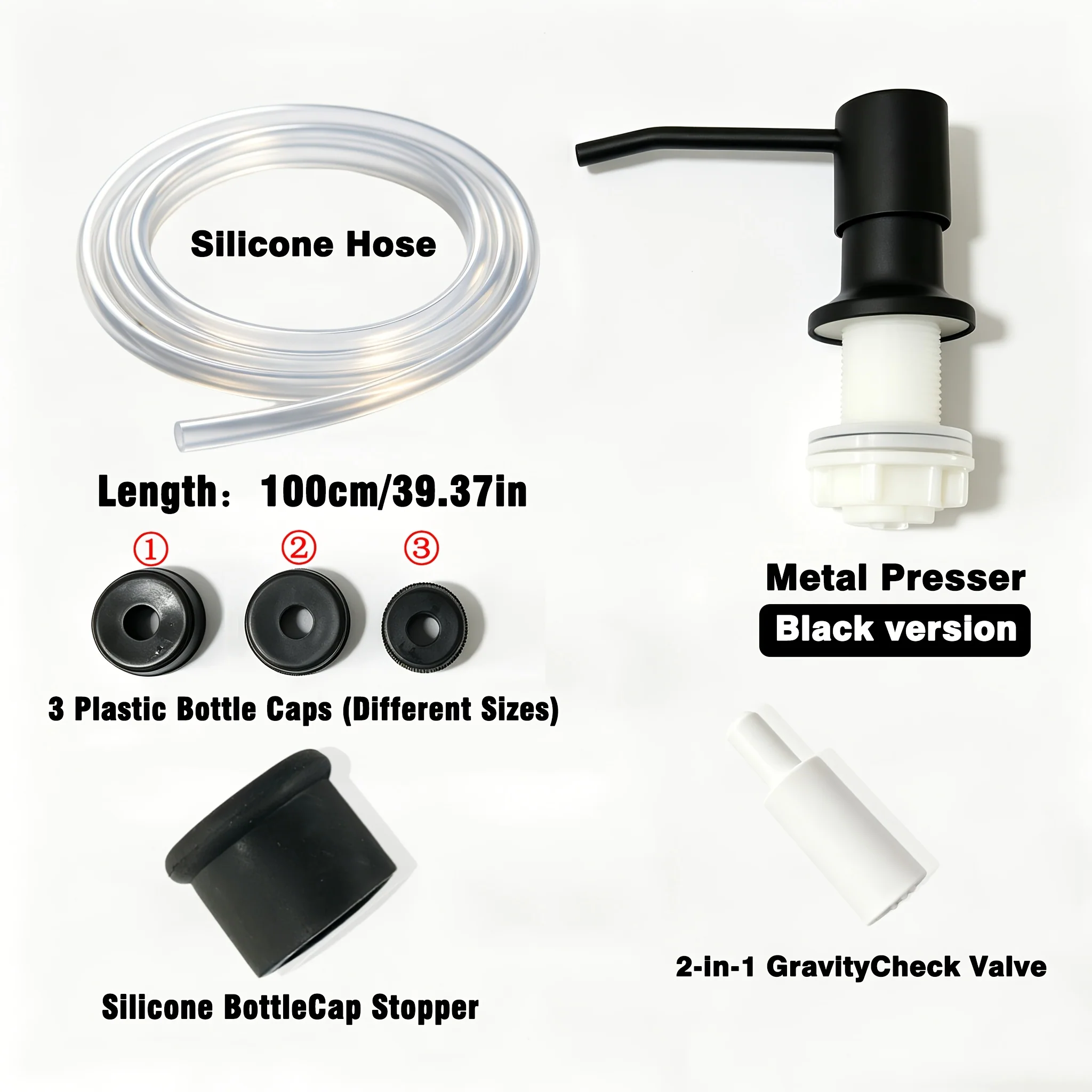 Kitchen Sink Liquid Soap Dispenser Pump Set with Metal Press Head