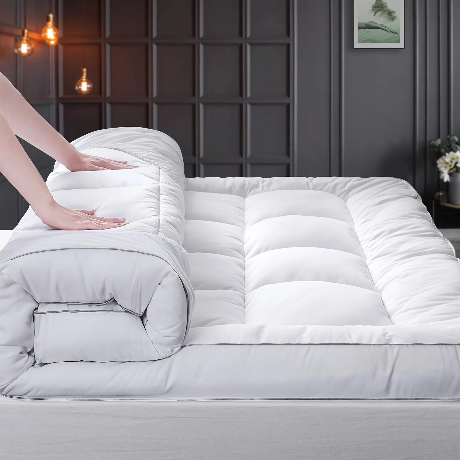 Ultra-Soft Pillow Top Mattress Topper for Queen Beds, 8-24 Inch Deep