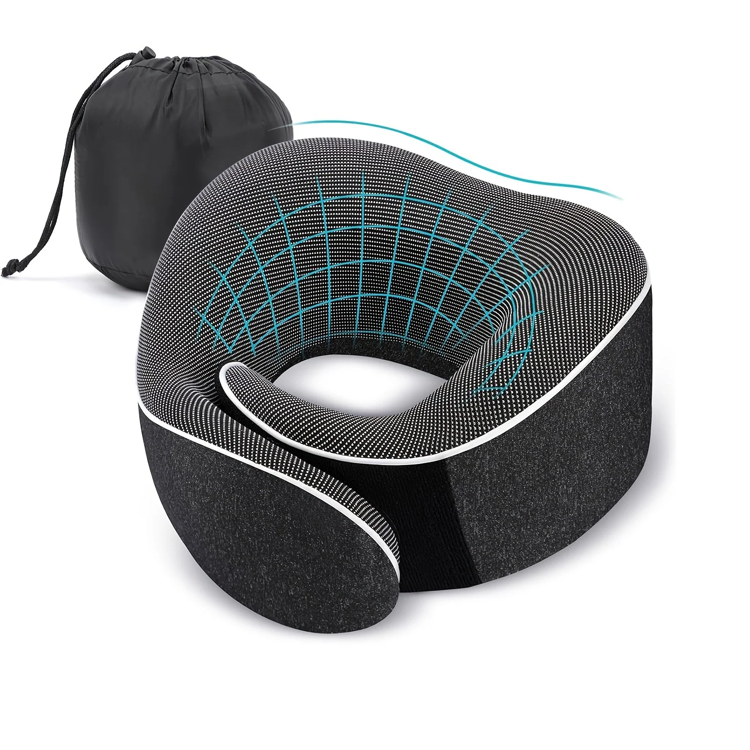 Portable travel pillow with ergonomic neck support for flights and commutes