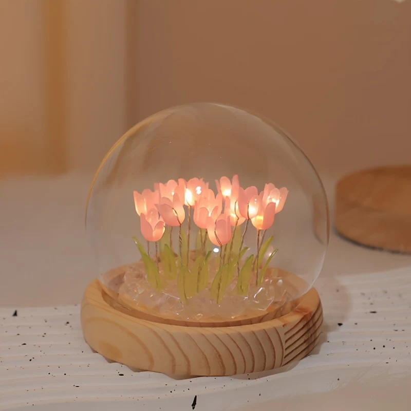 Tulip night light with 10 luminous flowers for bedroom or desk