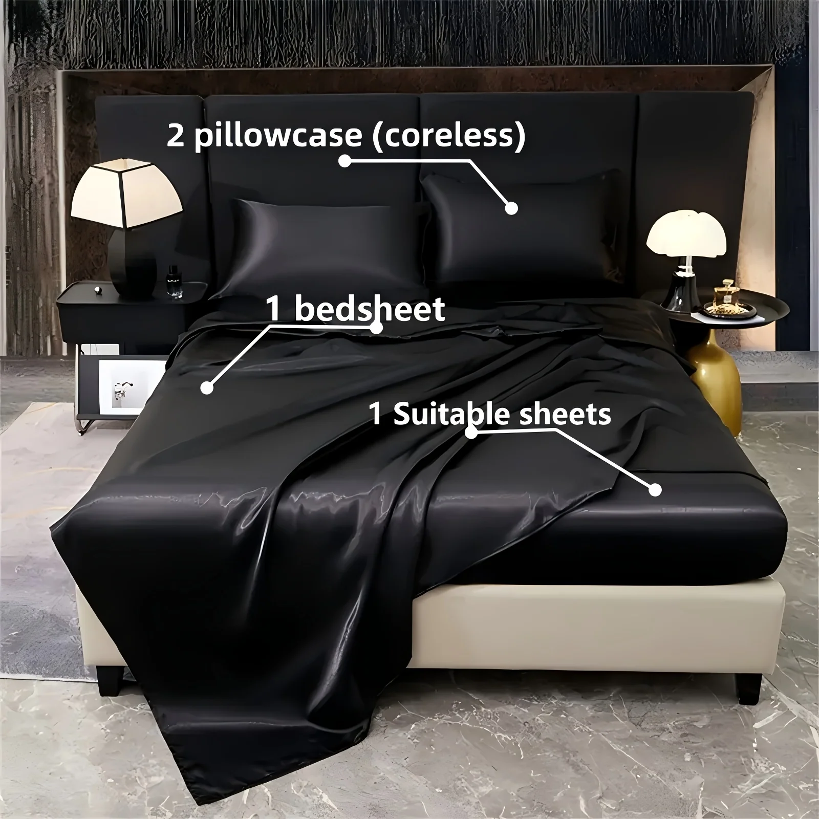 Silky dot-print 4-piece bedding set