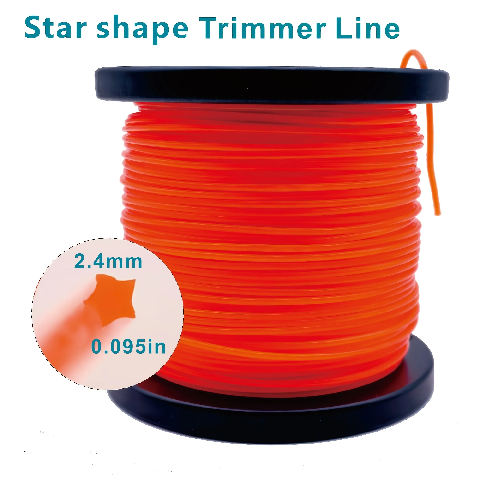 Heavy-duty commercial nylon trimmer line – 328 feet, orange, 2.4 mm