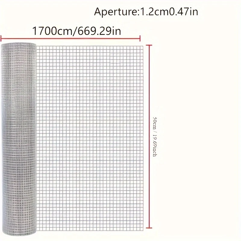 Galvanized welded wire mesh roll 1700 cm for fencing, gardens, and pet enclosures