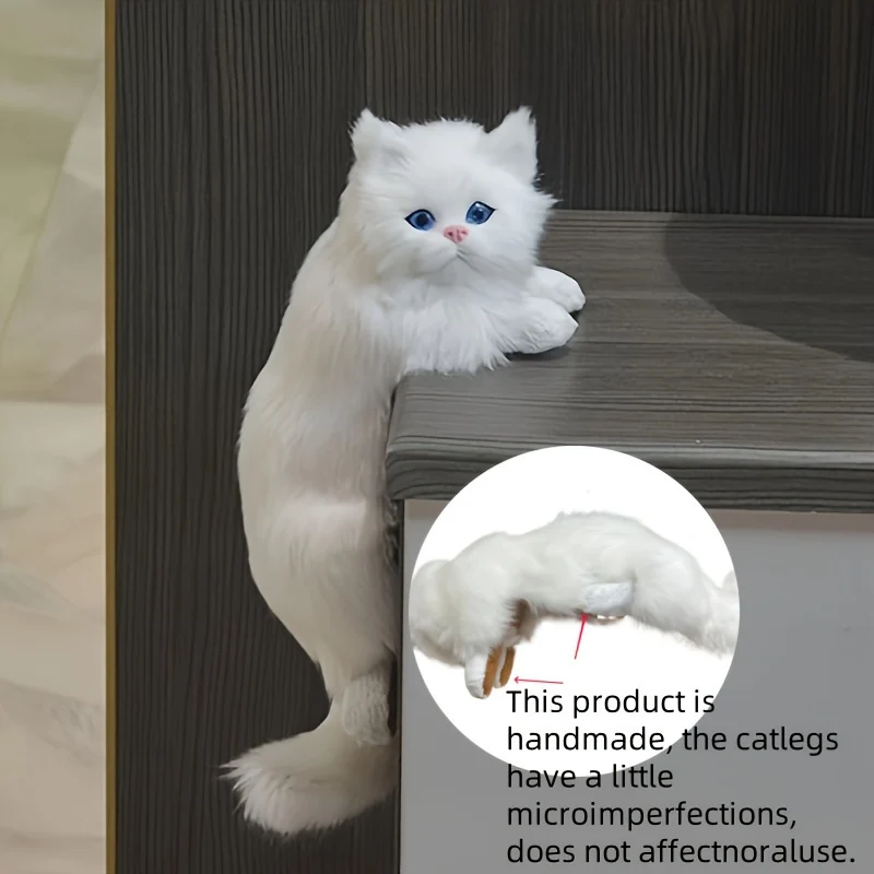 Handmade plush cat statue in realistic design for home decor