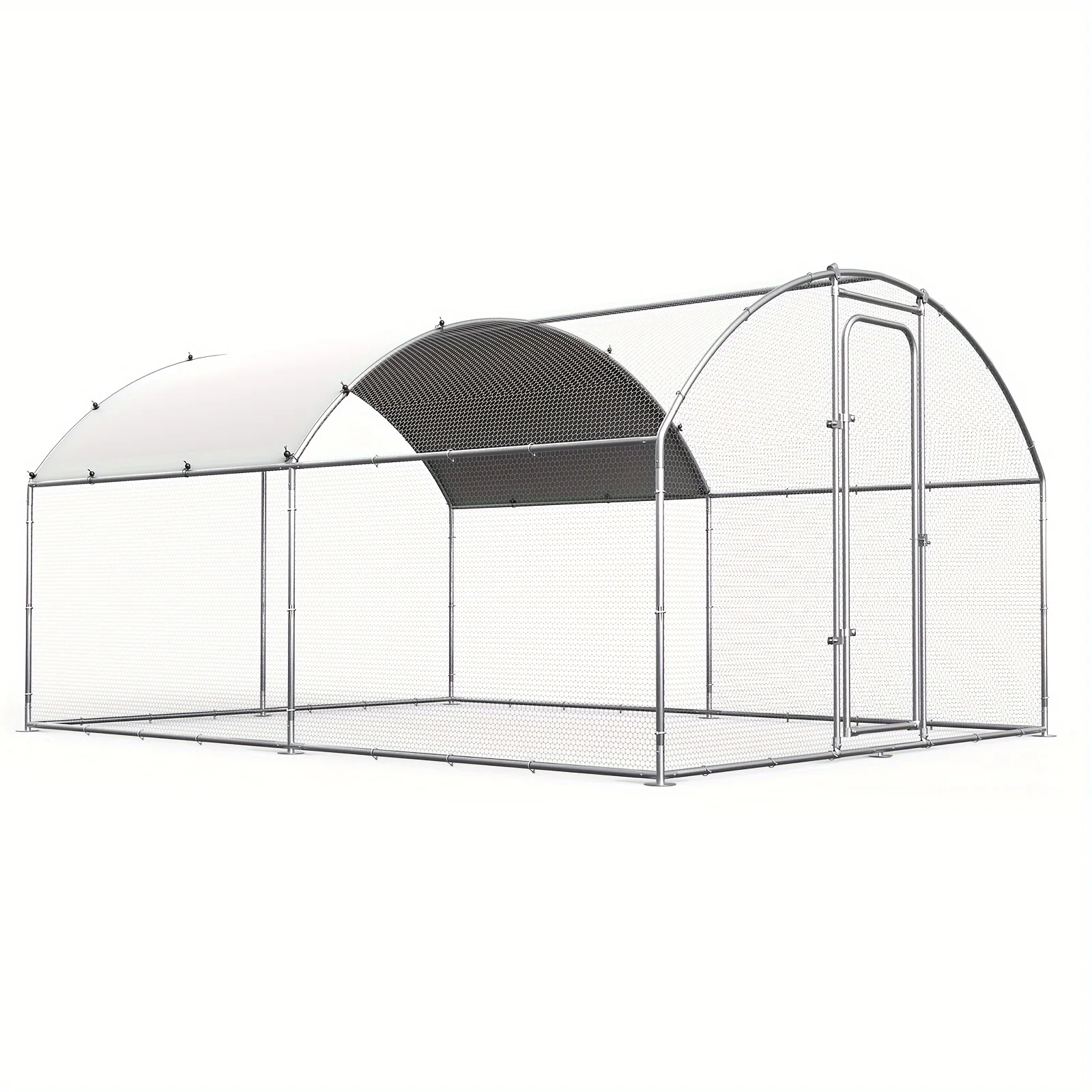 Heavy-duty metal chicken coop with waterproof uv-resistant cover