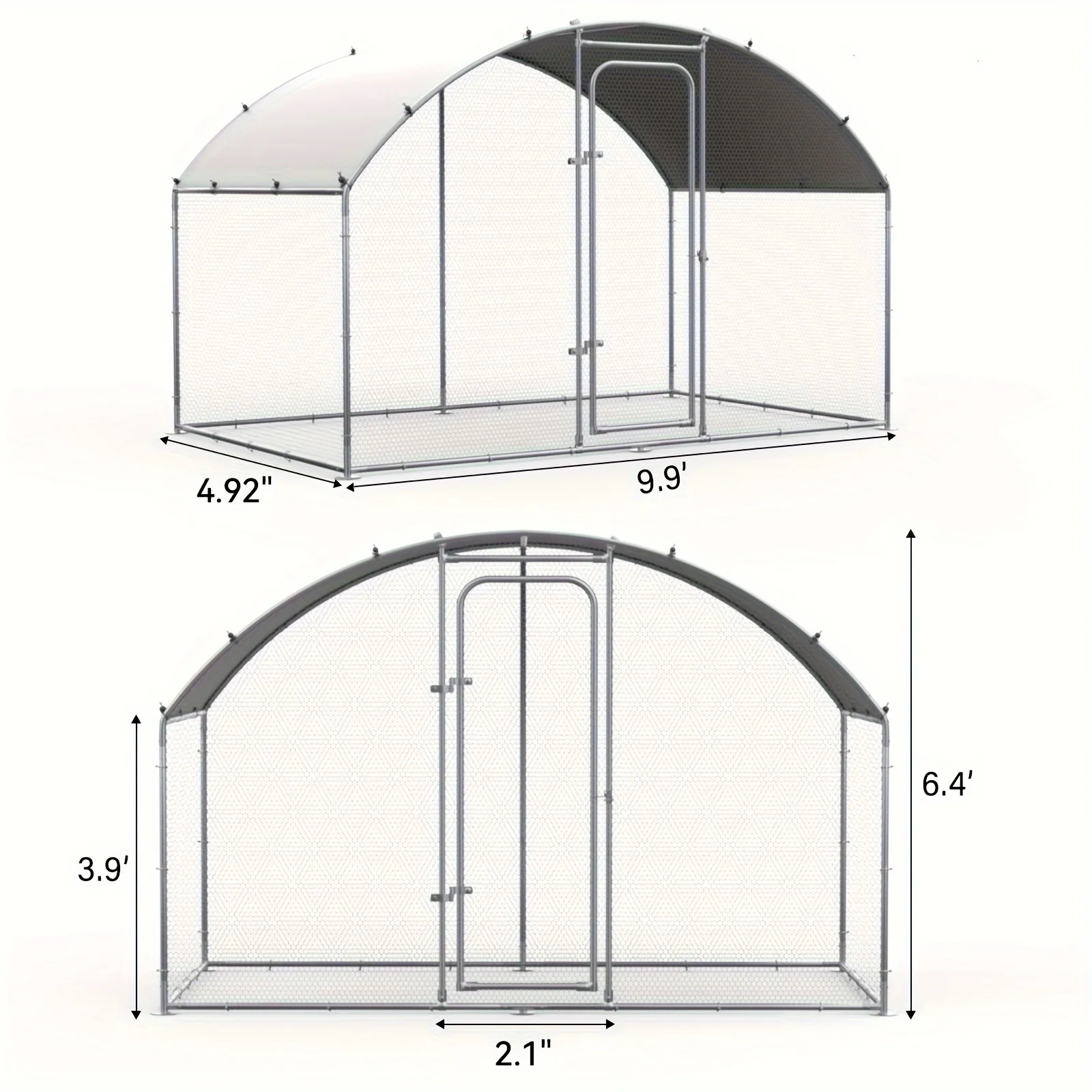 Heavy-duty metal chicken coop with waterproof uv-resistant cover