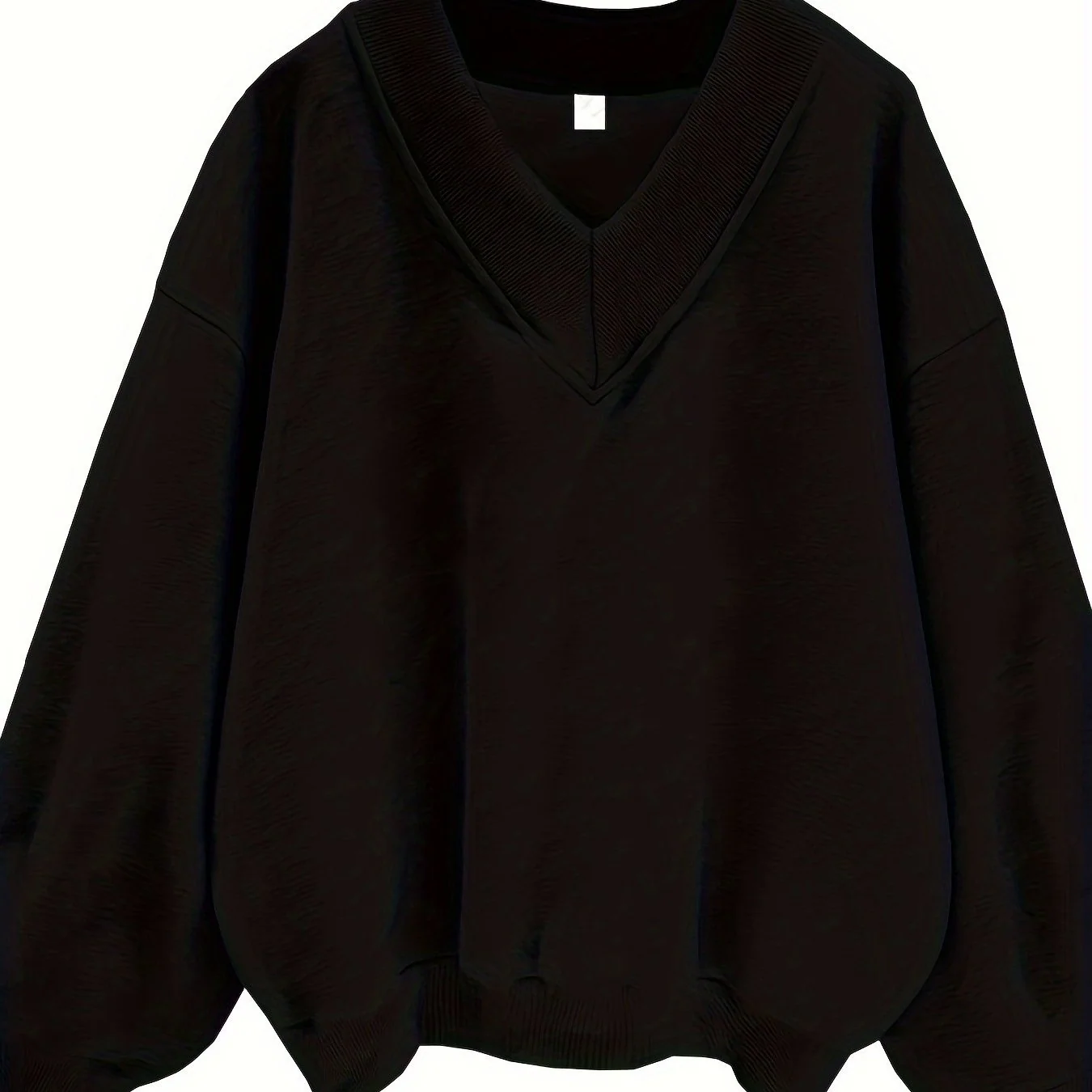 Women’s Cozy V-Neck Pullover Sweatshirt with Lantern Sleeves