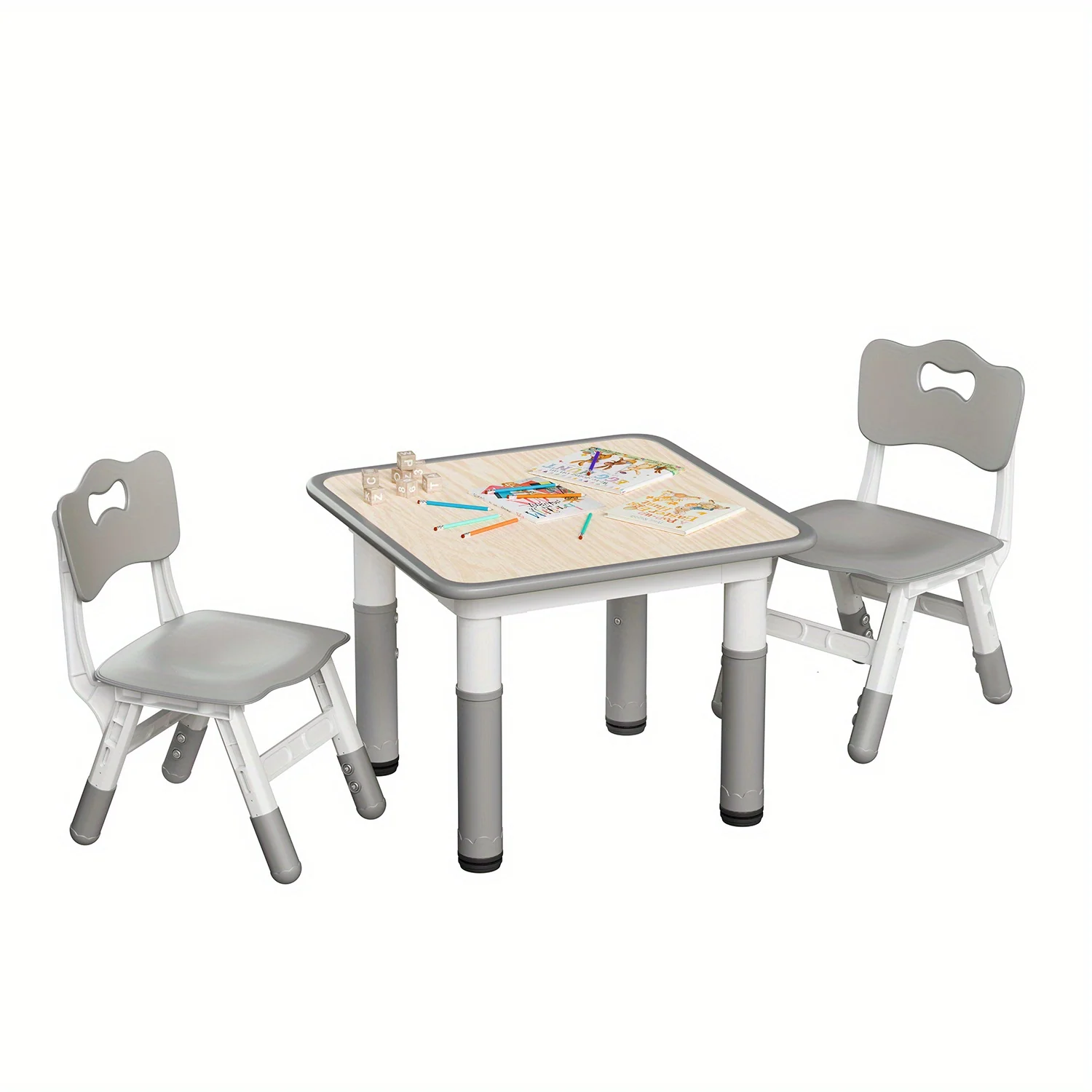 3-piece kids adjustable table and chair set with easy-clean surface