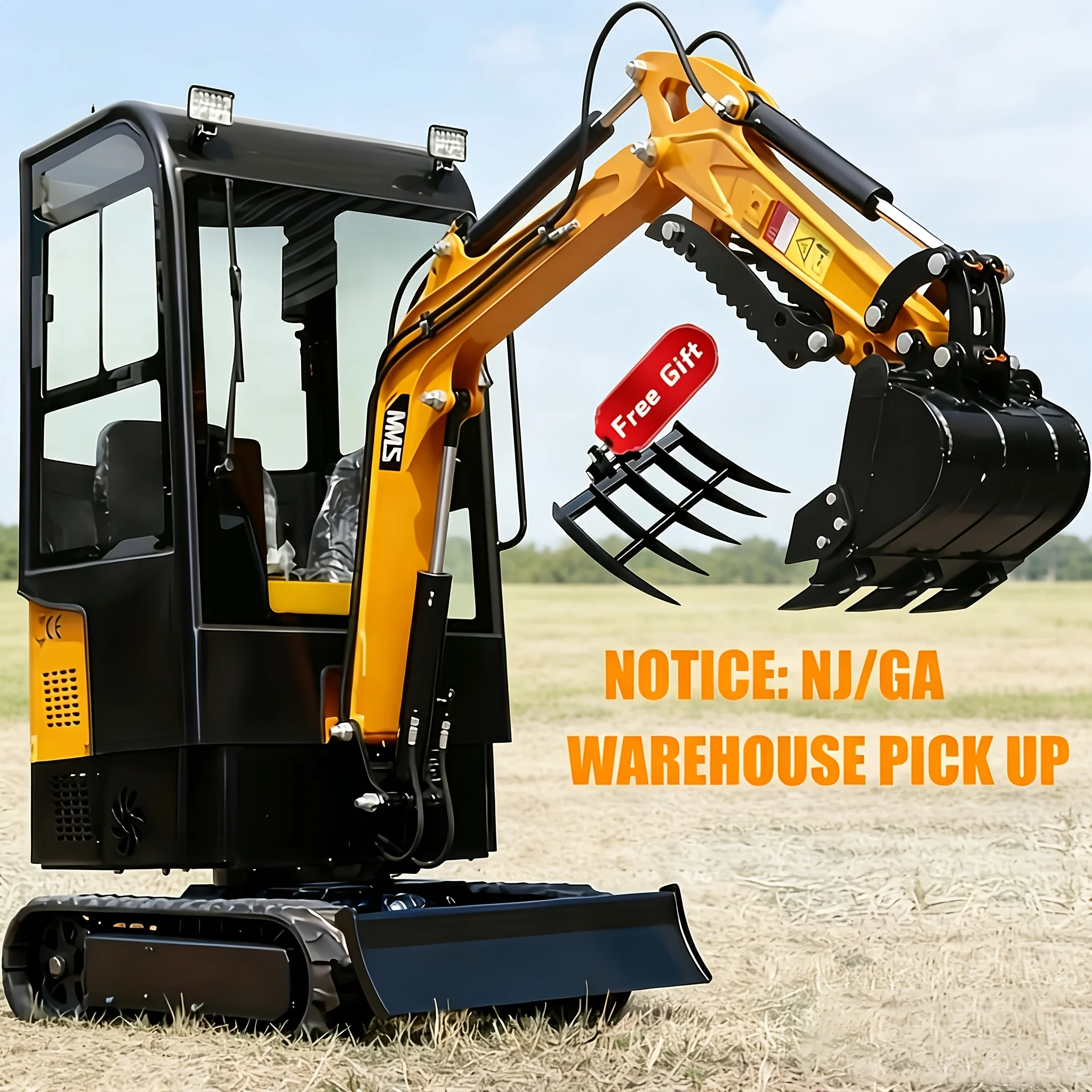 1-ton mini excavator with 13.5 HP gasoline engine