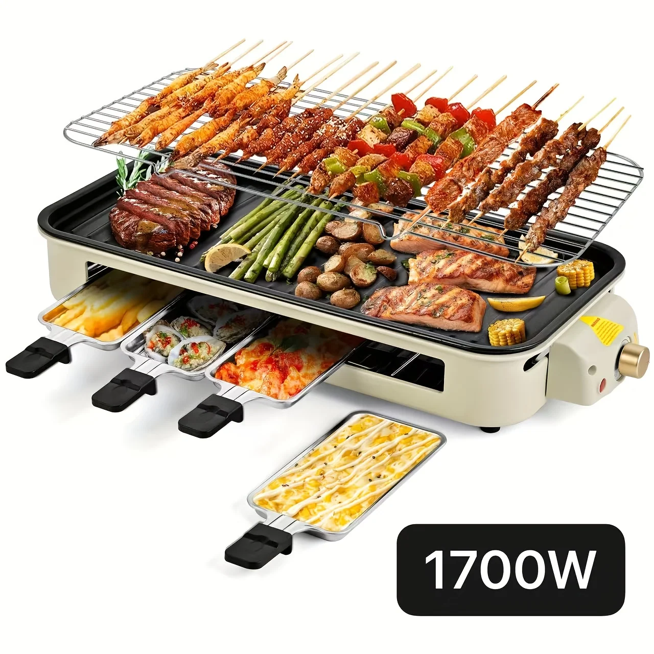 1500W Smokeless Electric Grill with Removable Griddle