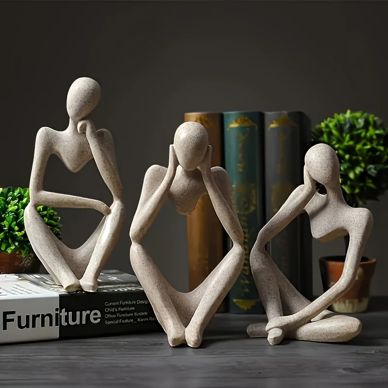 Abstract resin sculpture set for desk and bookshelf decor