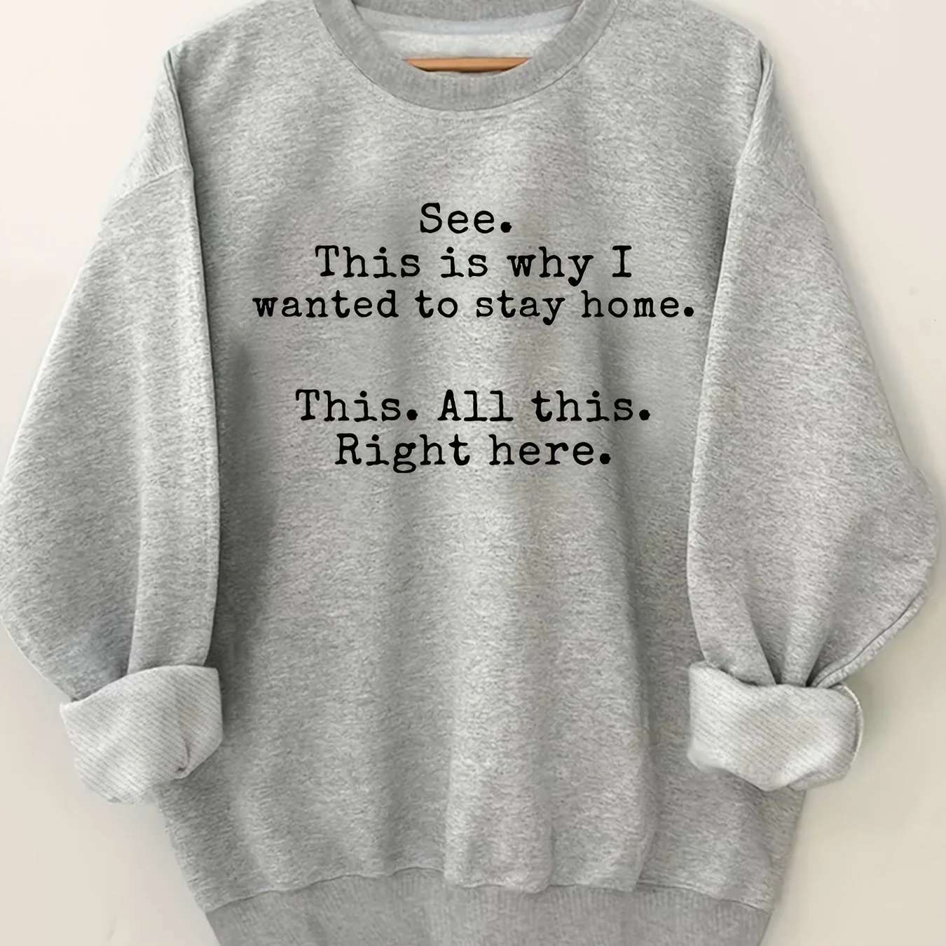 Plus size cotton-blend letter print pullover sweatshirt