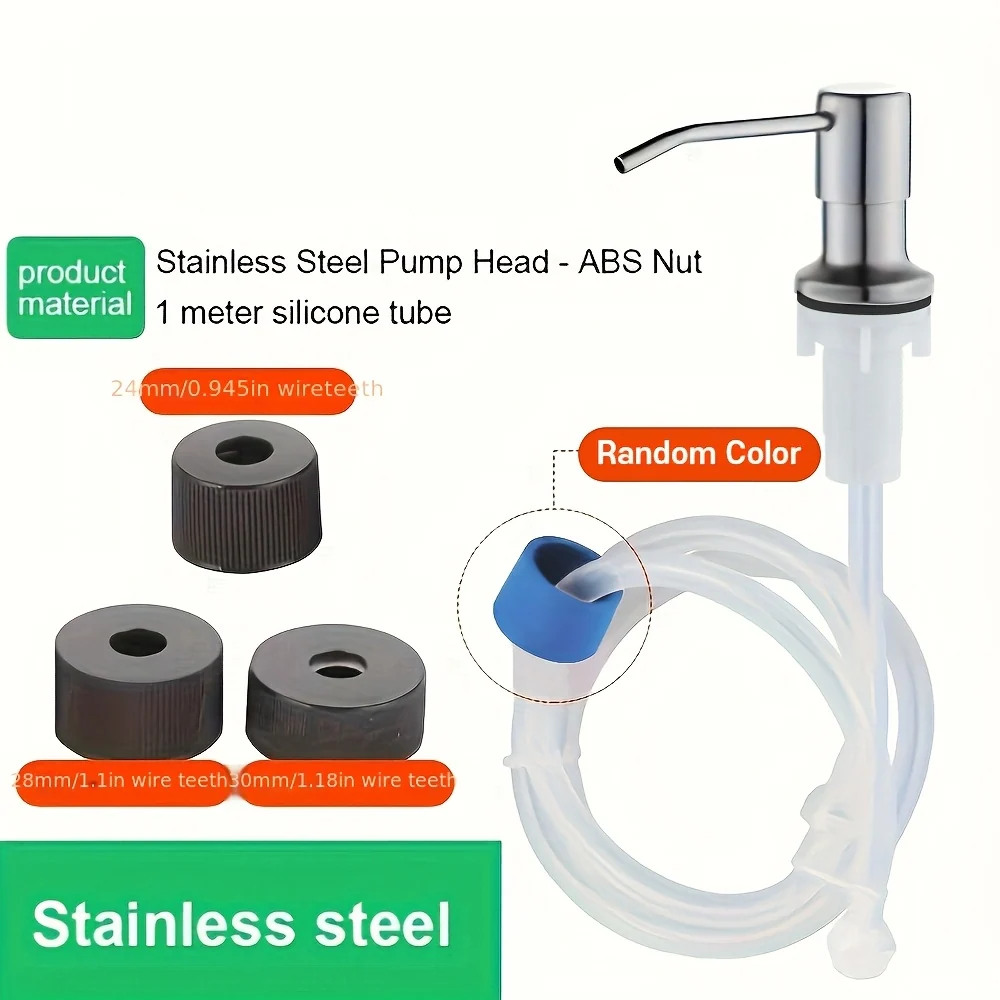 Stainless Steel Countertop Soap Dispenser with Long Pump Tube