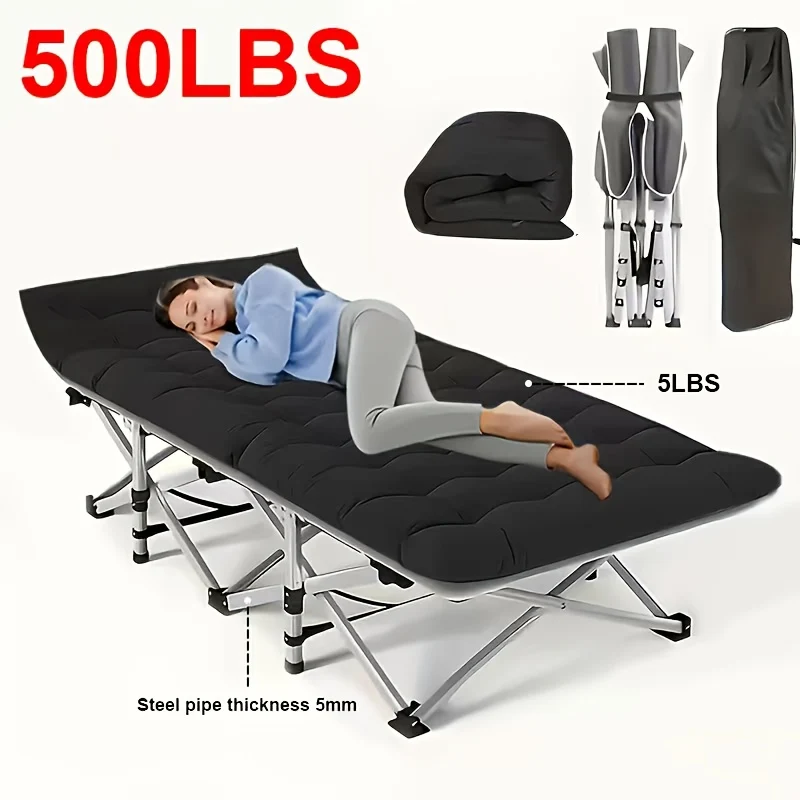 75 inch portable folding bed with mattress, 700 lb capacity for camping and guest use