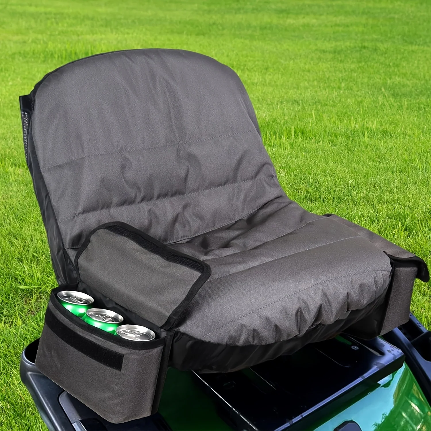 Heat-resistant seat cover for riding lawn mower cockpits