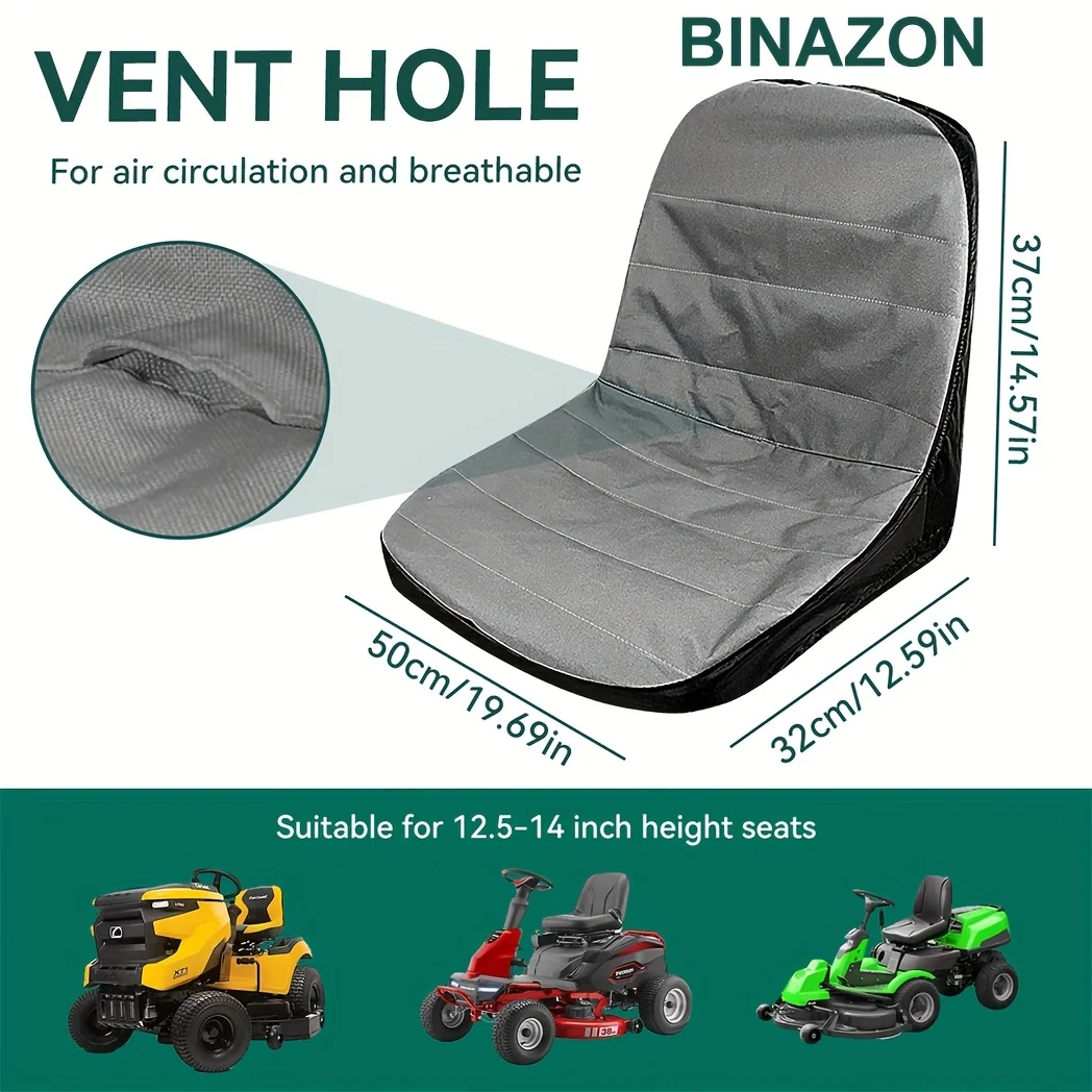 Heat-resistant seat cover for riding lawn mower cockpits